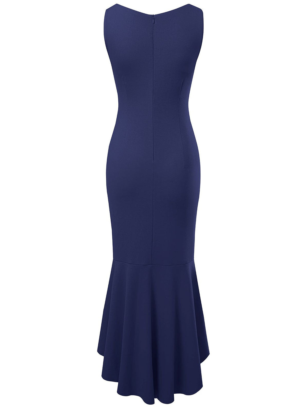 1930s V-Neck Sleeveless Ruffled Fishtail Dress, vintage dress, retro fashion - perfect for women who love vintage and retro fashion
