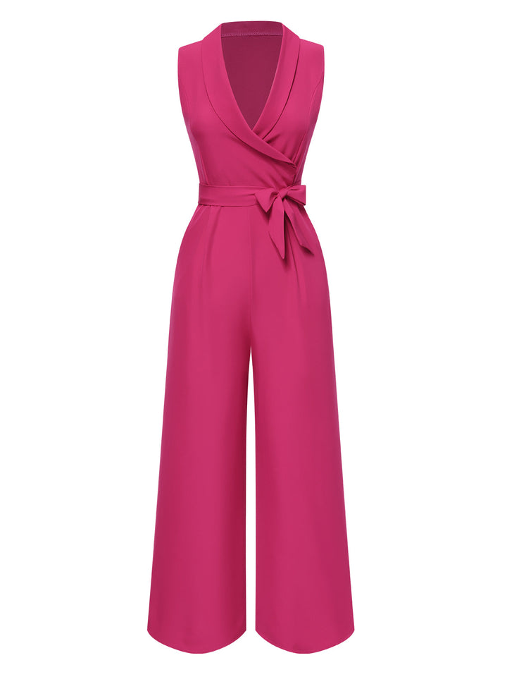1930s VNeck Solid Belted Sleeveless | 1930s | vintage romper, retro jumpsuit