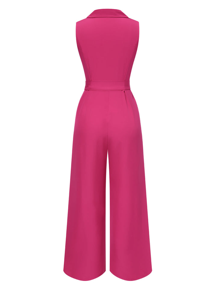 1930s VNeck Solid Belted Sleeveless | 1930s | vintage romper, retro jumpsuit