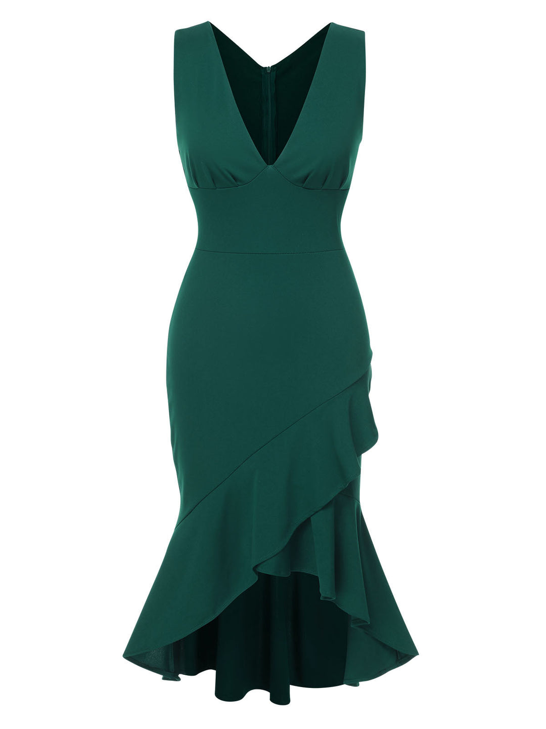 1930s V-Neck Solid Fishtail Bodycon Dress, vintage dress, retro fashion - perfect for women who love vintage and retro fashion