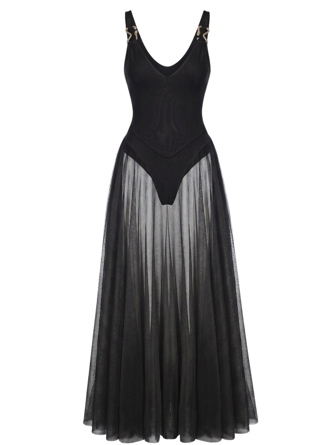 1930s V-Neck Strappy Mesh Flowing Maxi Dress - vintage dress, retro fashion