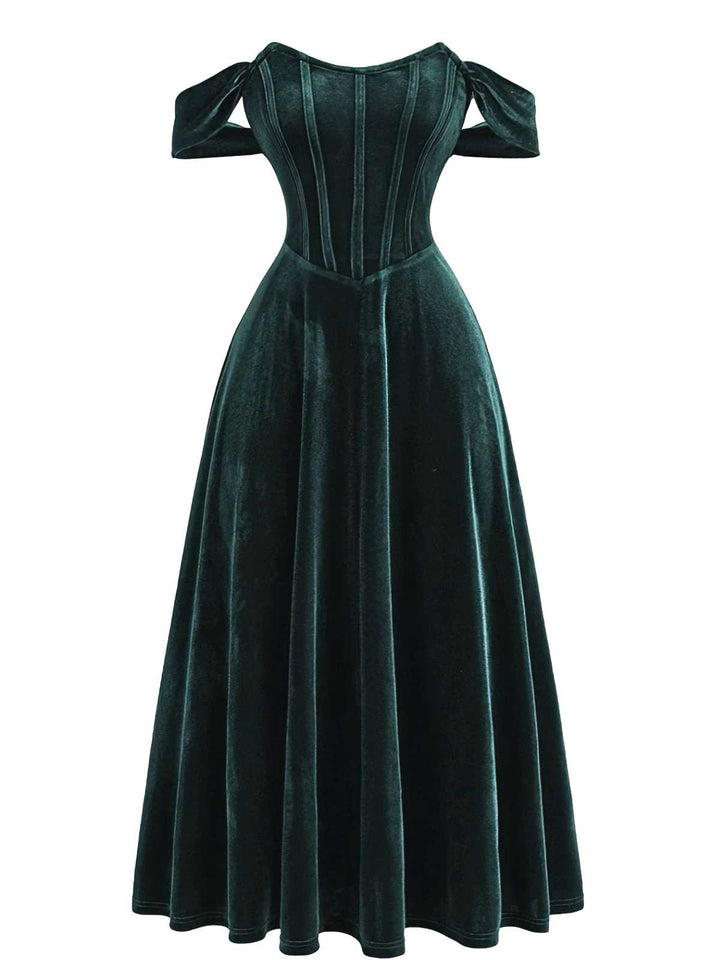 1930s Velvet Corset Formal Dress - vintage dress, retro fashion
