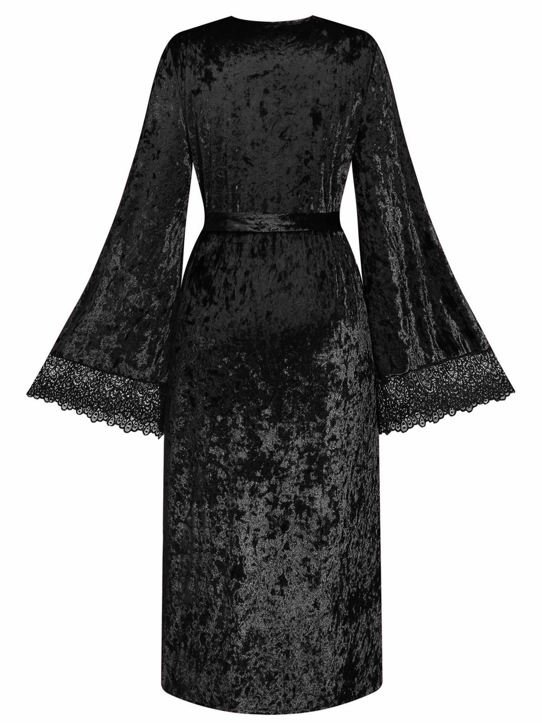 Velvet Lace Long Sleeve Patchwork Pajama Robe - vintage fashion, retro style
