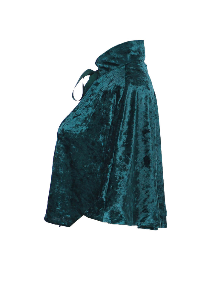 1930s Velvet Medieval Lace-Up Halloween Cape - vintage fashion, retro style