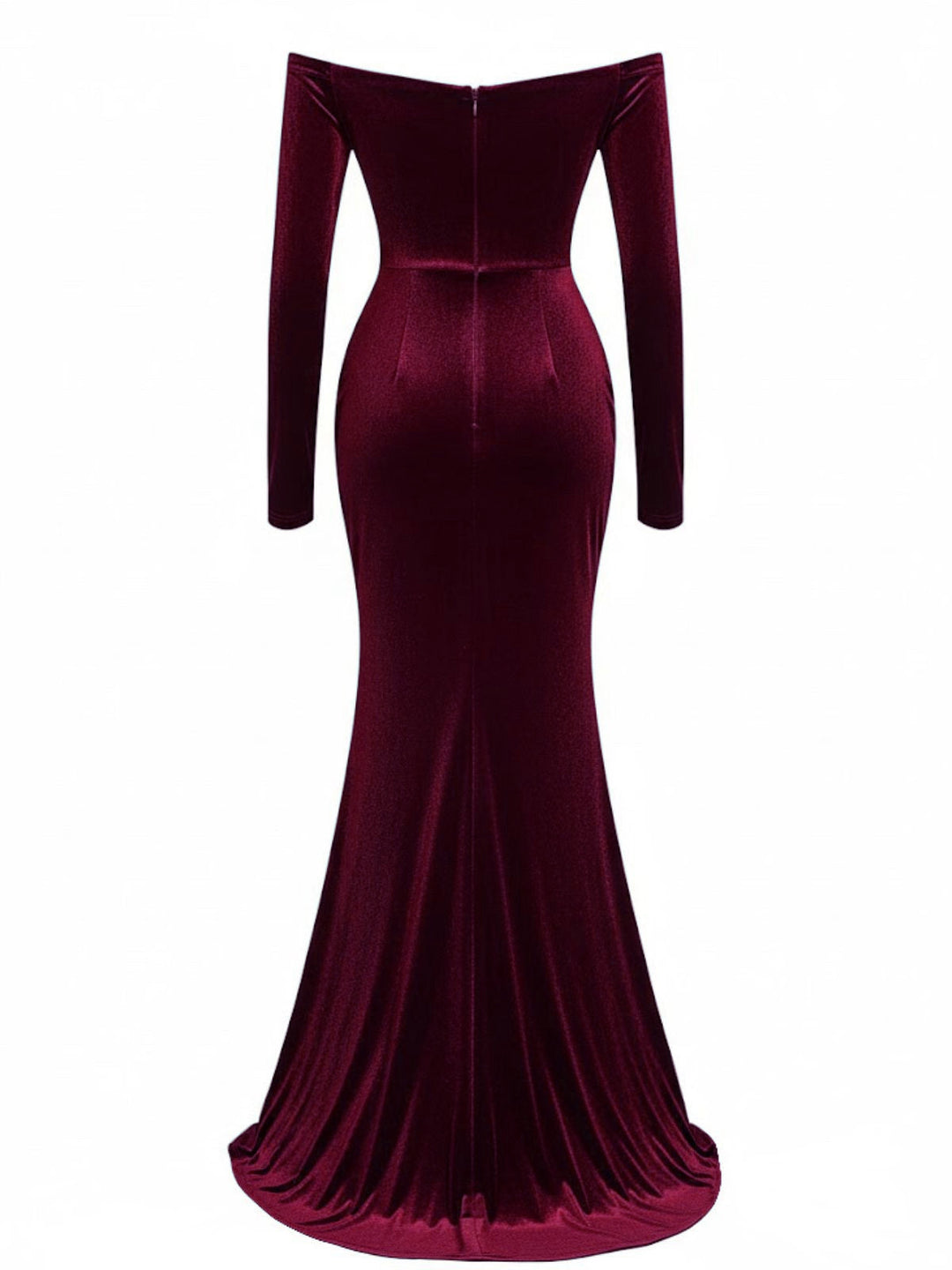 1930s Velvet Off-Shoulder Ruched Side-Slit Dress - vintage dress, retro fashion