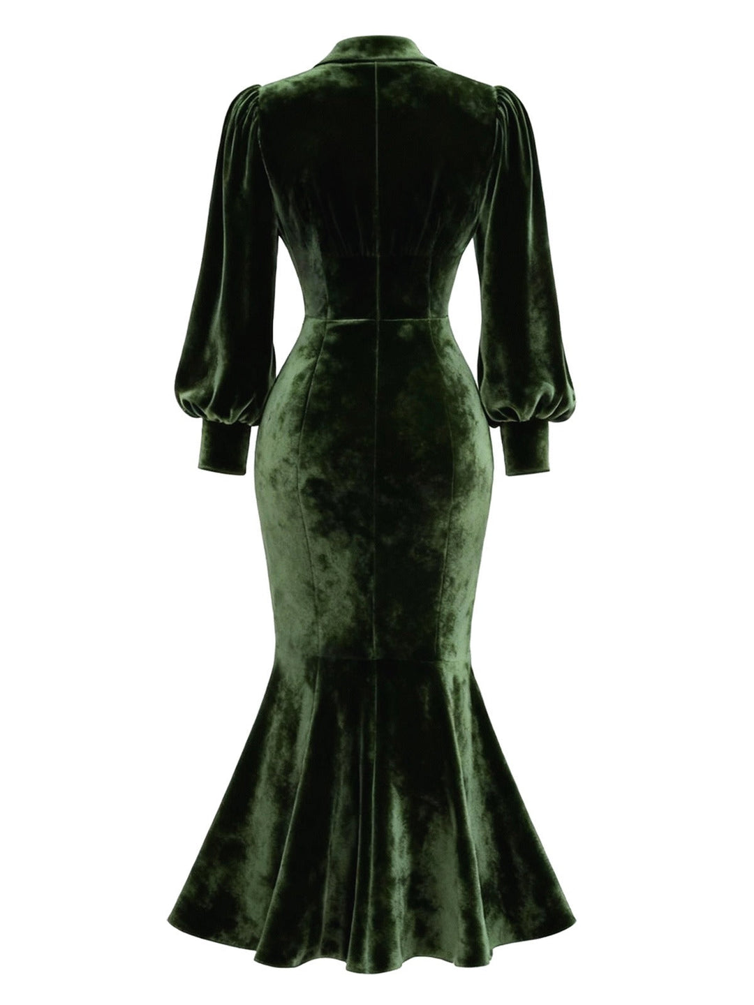 1930s Velvet Pearl Lantern Sleeve Mermaid Dress - vintage dress, retro fashion