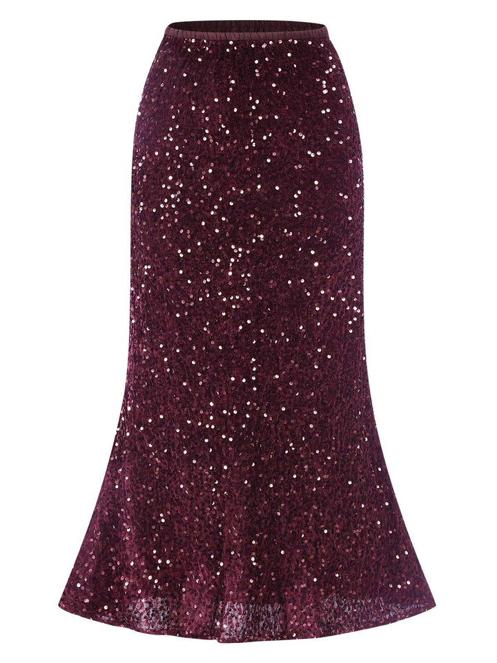 1930s Velvet Sequined Mermaid Skirt: 1930s grace for the woman who dances through life