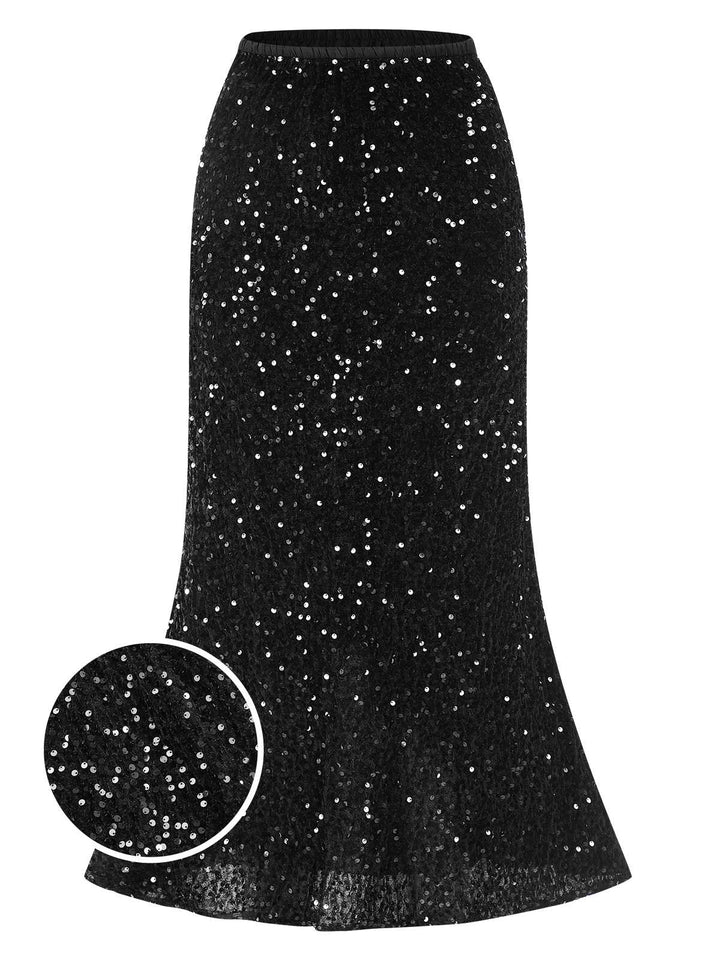 She sways in this 1930s Velvet Sequined Mermaid Skirt and it&