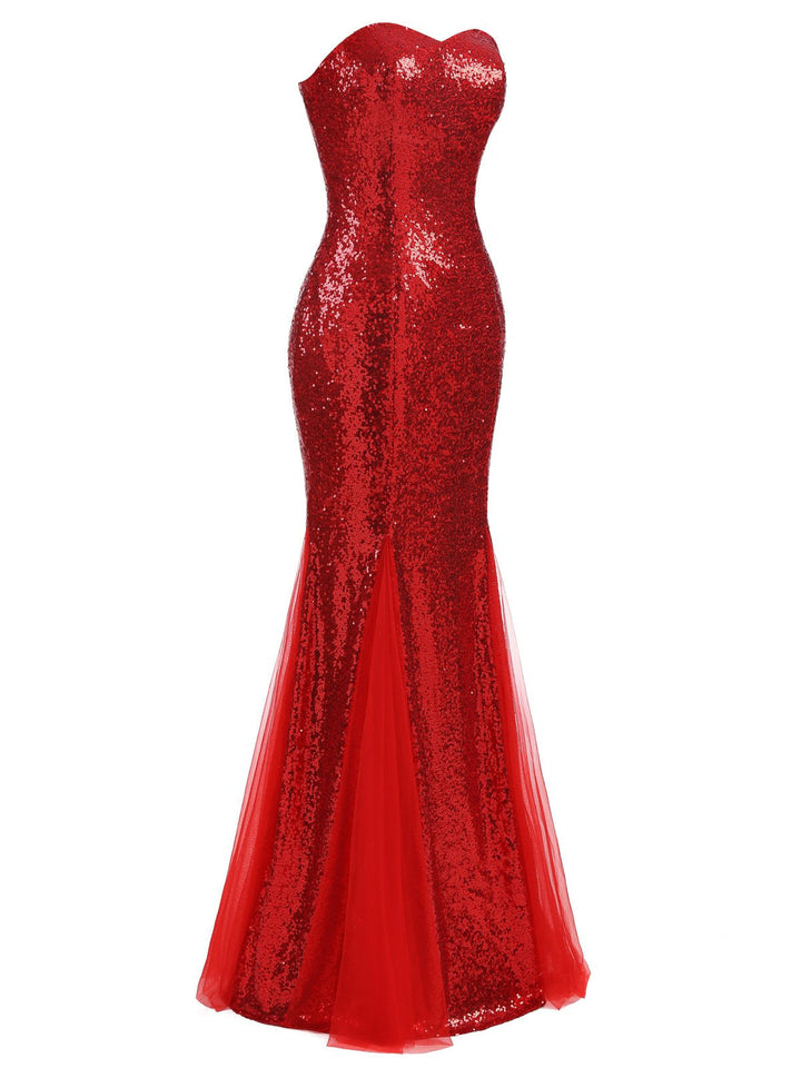 1930s Vintage Sequin Strapless Dress, classic 1930s style elegant retro fashion - Image 2