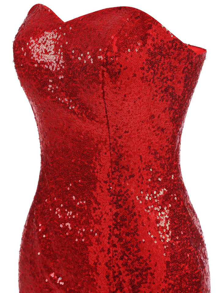 1930s Vintage Sequin Strapless Dress, classic 1930s style elegant retro fashion - Image 5