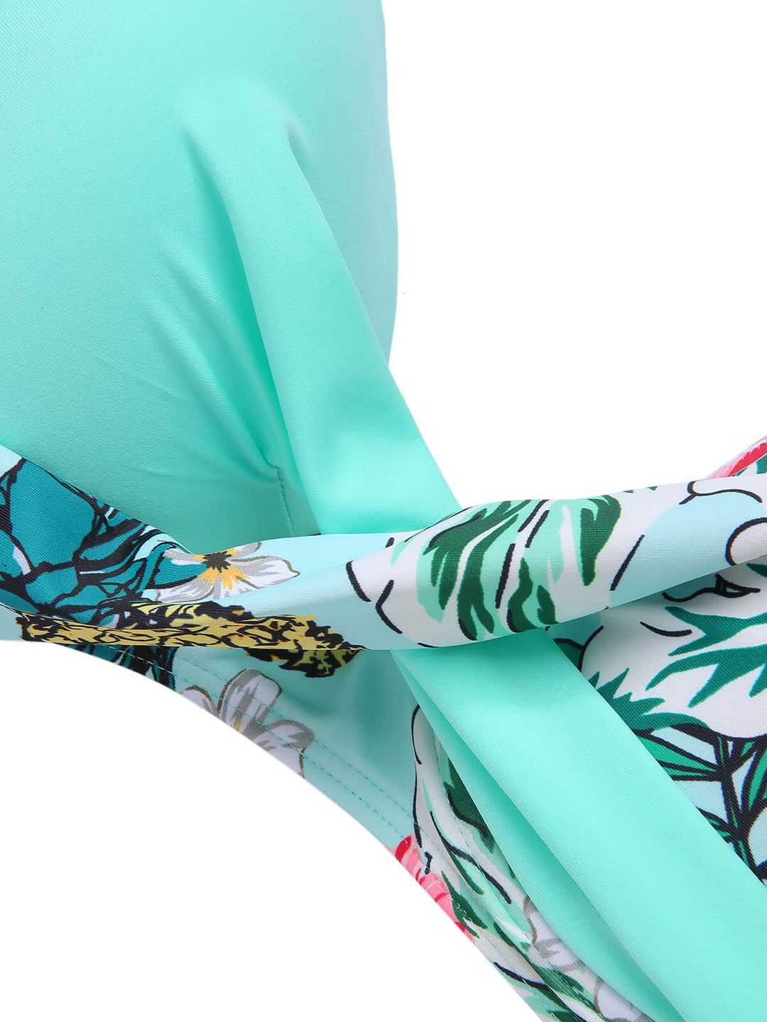 [Plus Size] 1940S Tropical Plant Patchwork Lace-Up Swimsuit, vintage swimsuit, pin-up swimwear - perfect for women who love vintage and retro fashion