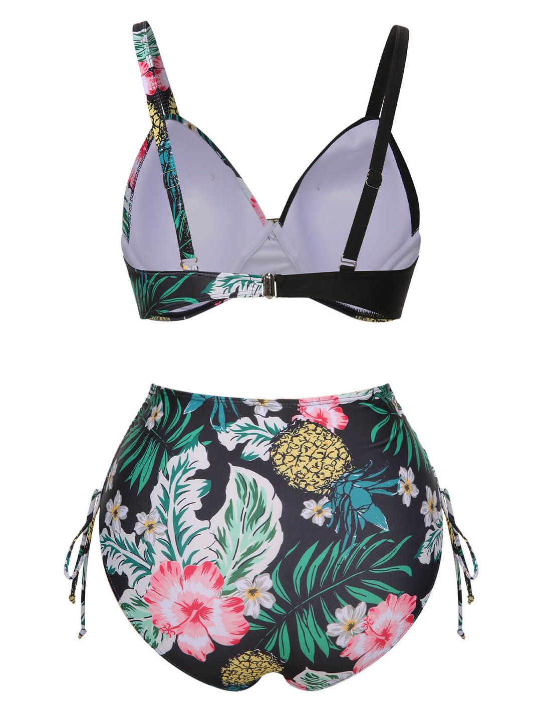 [Plus Size] 1940S Tropical Plant Patchwork Lace-Up Swimsuit, vintage swimsuit, pin-up swimwear - perfect for women who love vintage and retro fashion