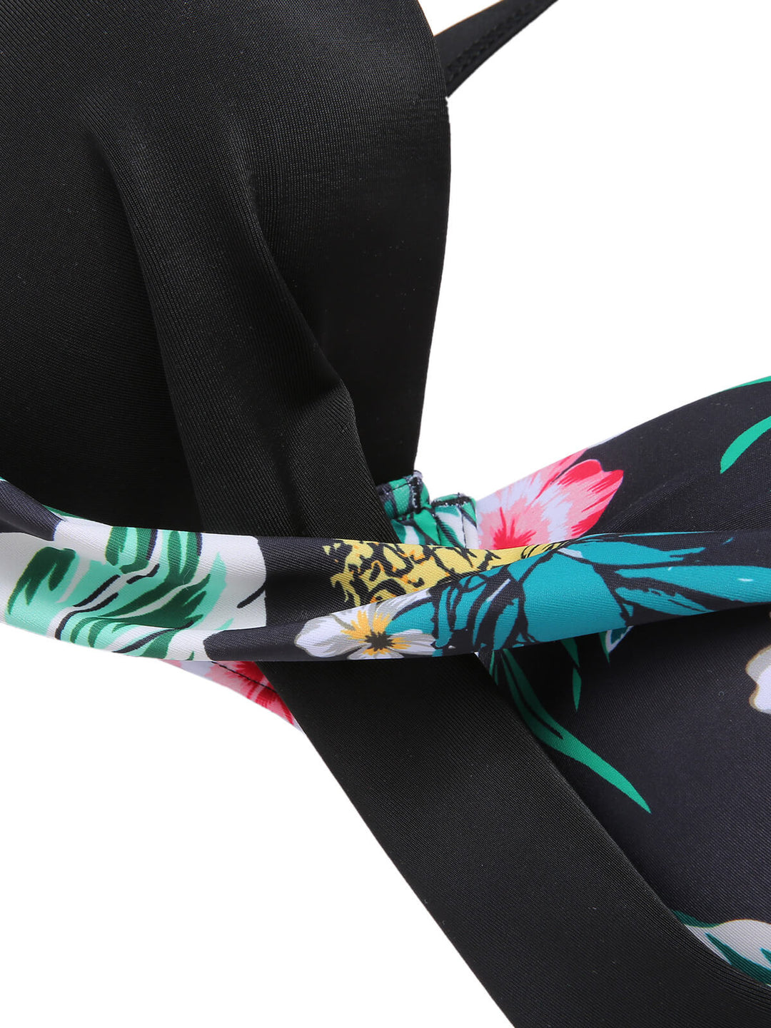 [Plus Size] 1940S Tropical Plant Patchwork Lace-Up Swimsuit, vintage swimsuit, pin-up swimwear - perfect for women who love vintage and retro fashion