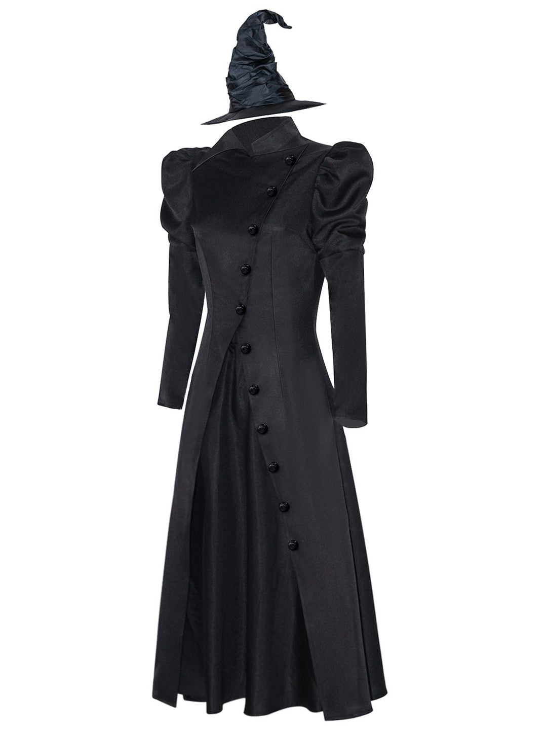 Black 1940s Wicked-Inspired Elphaba Witch Costume With Hat - vintage fashion, retro style, classic black