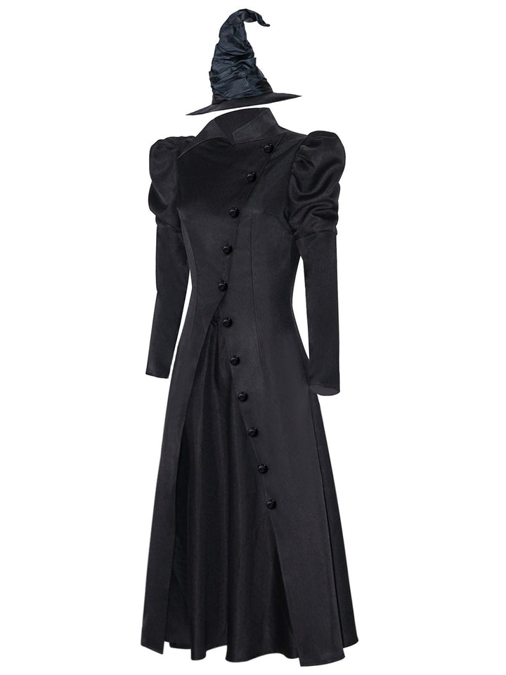 Black 1940s Wicked-Inspired Elphaba Witch Costume With Hat - vintage fashion, retro style, classic black