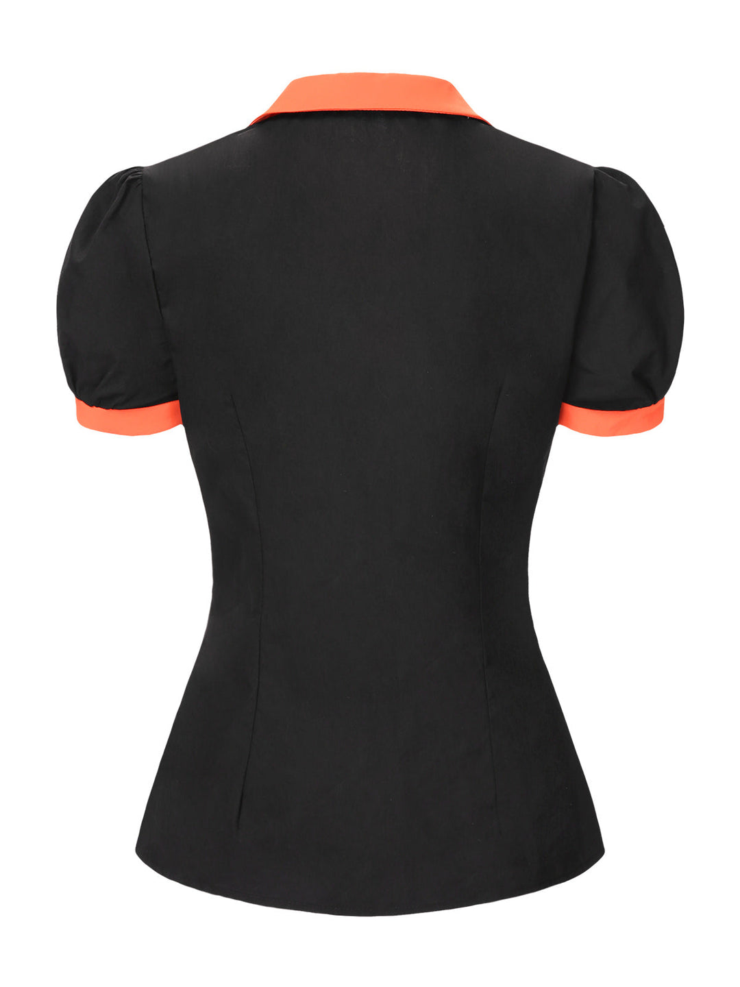 Black 1940s Peter Pan Collar Halloween Puff Sleeve Blouse - vintage fashion, retro style, classic black
