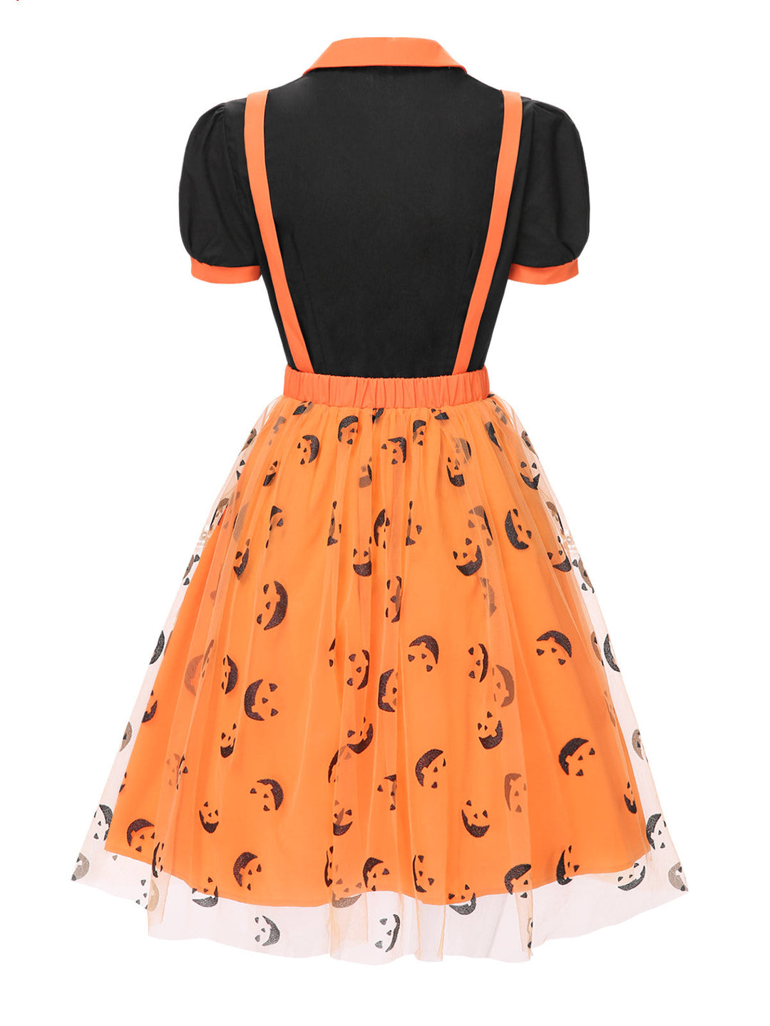 2PCS 1940s Halloween Peter Pan Collar Blouse &amp; Smiley Face Mesh Skirt - vintage skirt, retro style