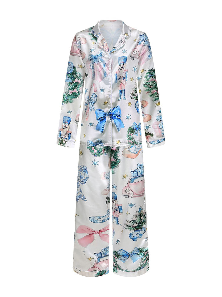 Blue Christmas Nutcracker Candy Cane Pajama Set - vintage fashion, retro style