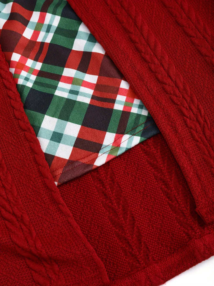 1940s Bow Plaid Knit Dress - vintage dress, retro fashion