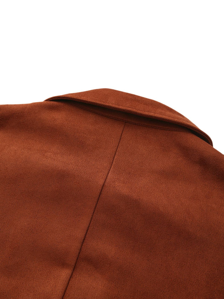 Light Brown 1940s Double-breasted Metal Button Suede Cape - vintage fashion, style