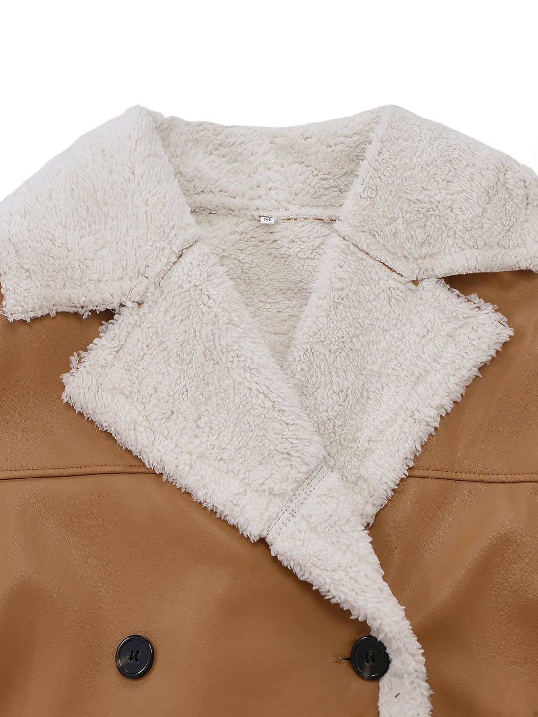 1940s Contrasted Faux Sherpa Fleece Lapel Long Coat - vintage fashion, style