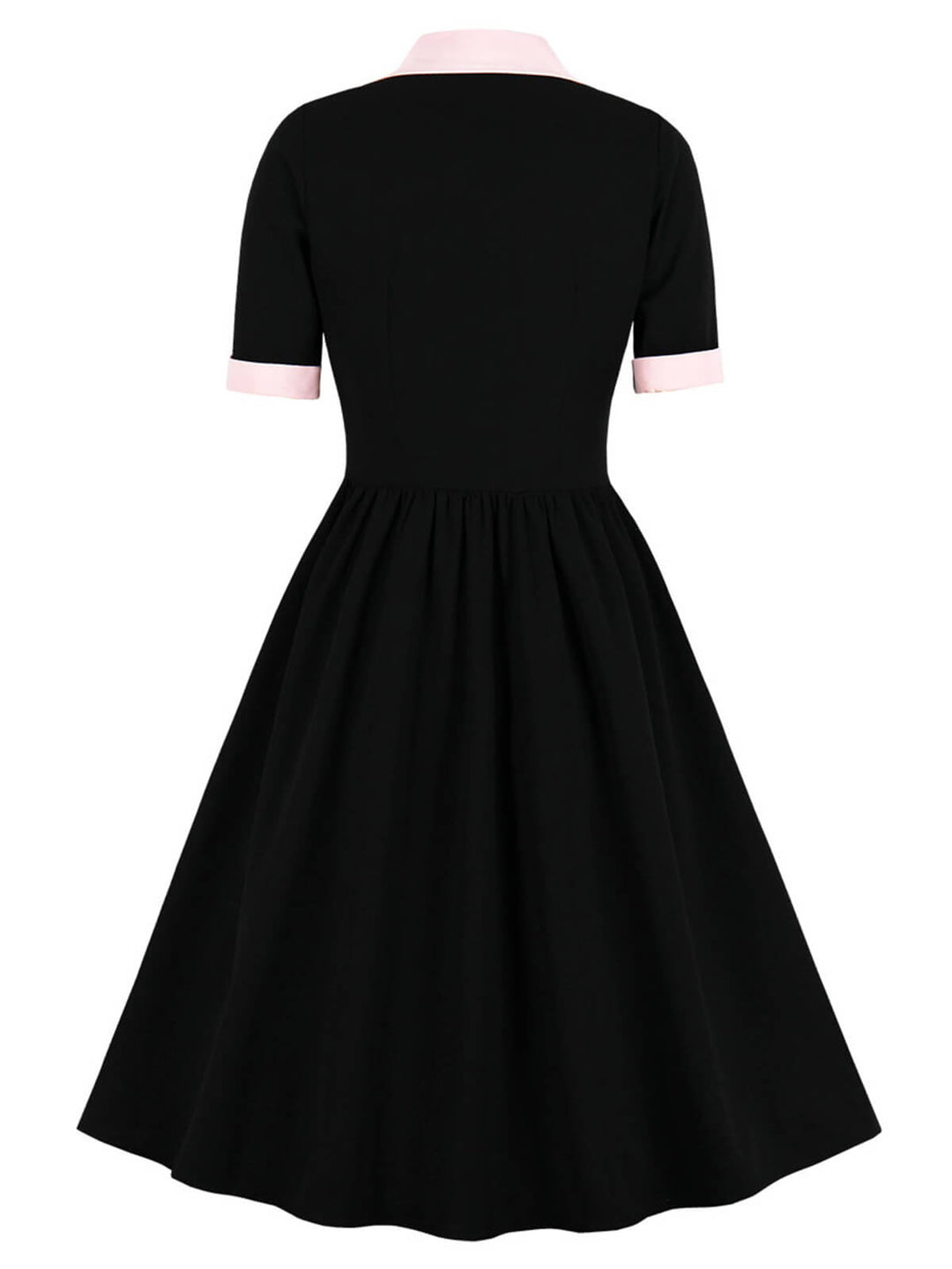 1940s Color Contrast Button Lapel Bow Dress: timeless style reimagined
