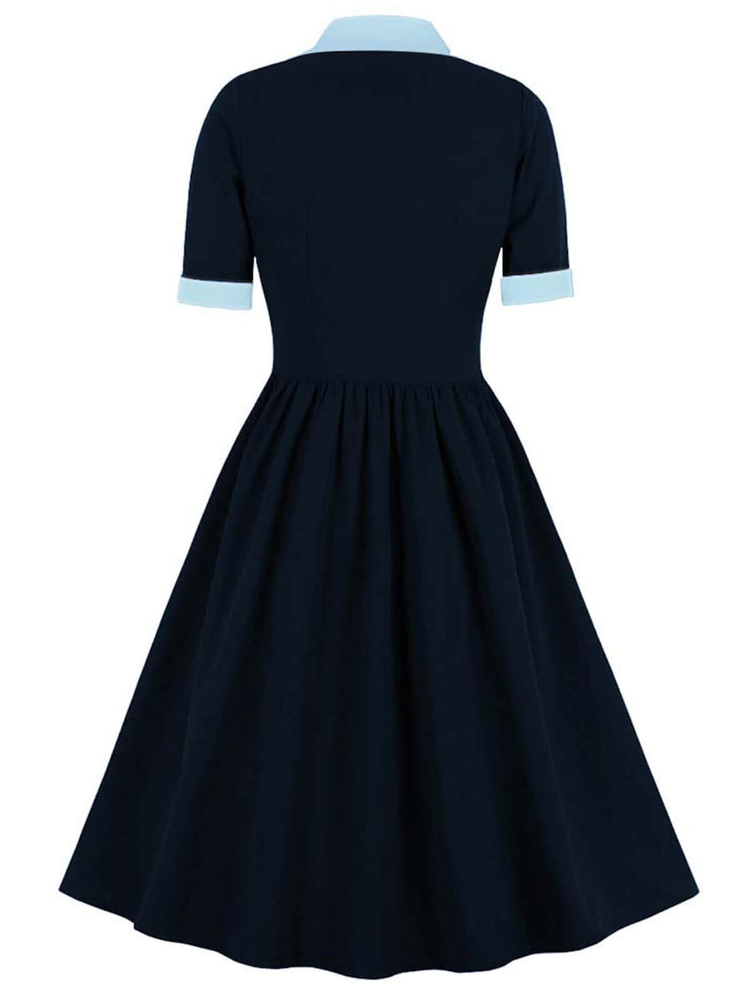 1940s Color Contrast Button Lapel Bow Dress — vintage elegance for the modern woman