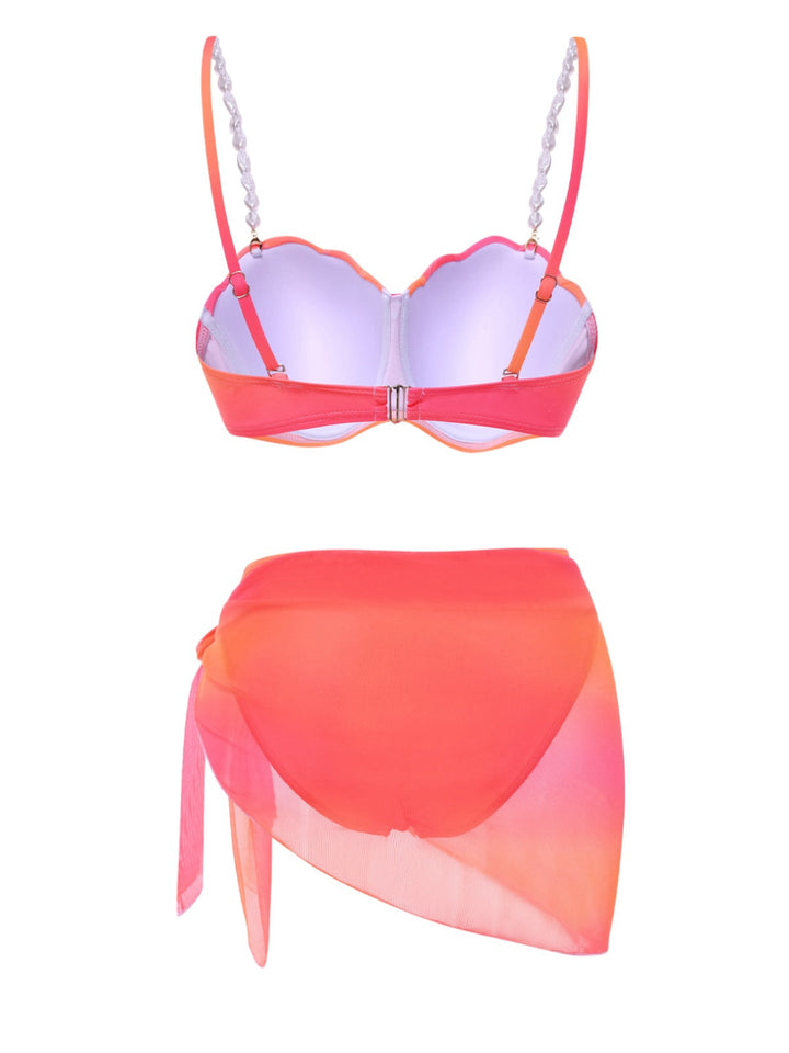 1940s Color Gradient Shell Bikini Set &amp; Cover-Up — 1940s poolside glamour meets sun-drenched confidence