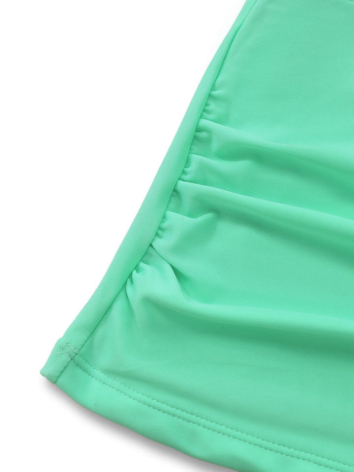 1940s Colorblock Deep V Crisscross Back Tankini Set - vintage fashion, retro style