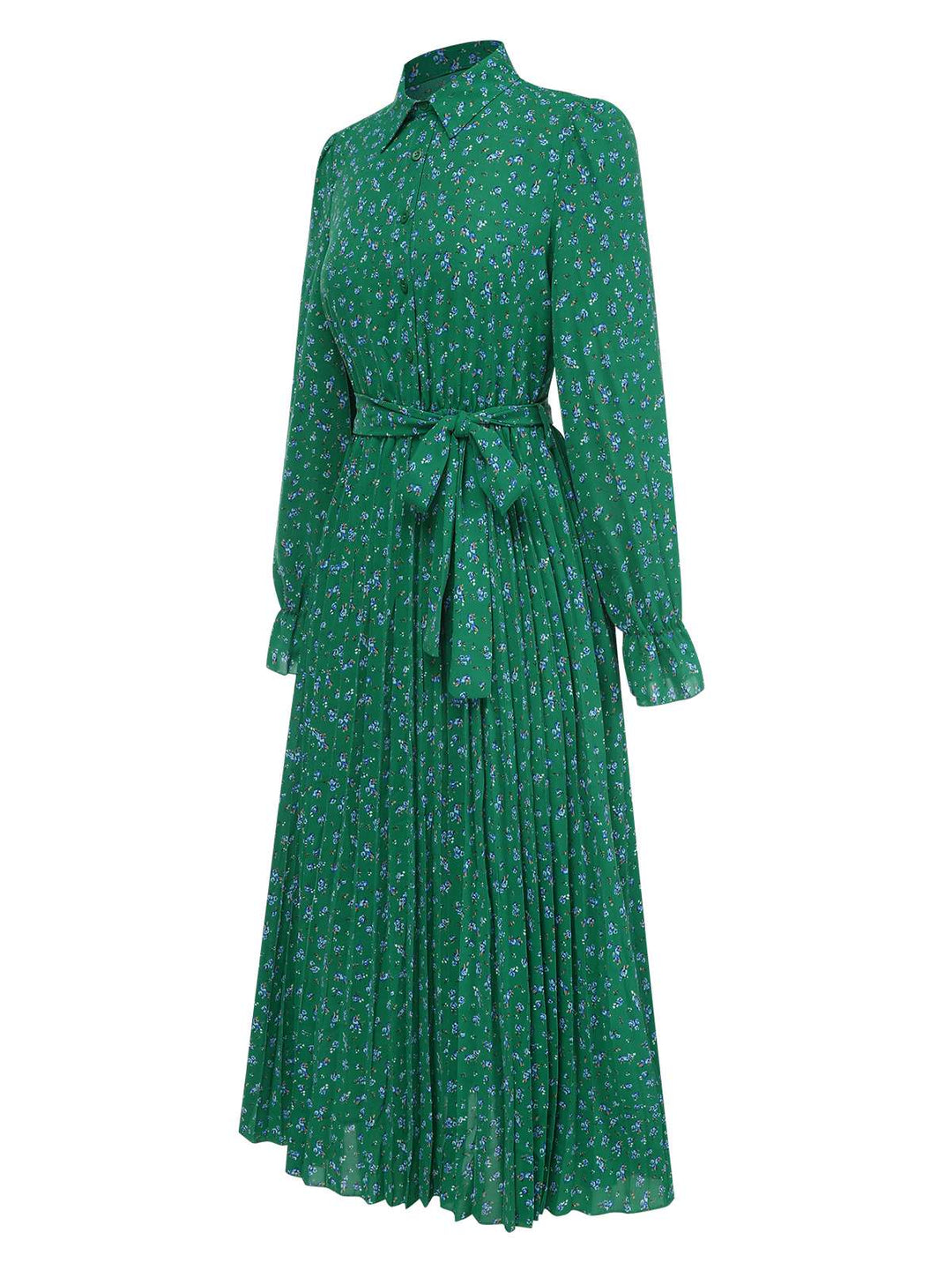 1940s Ditsy Floral Pleated Shirt Belted Dress, vintage dress, retro fashion, floral print - perfect for women who love vintage and retro fashion