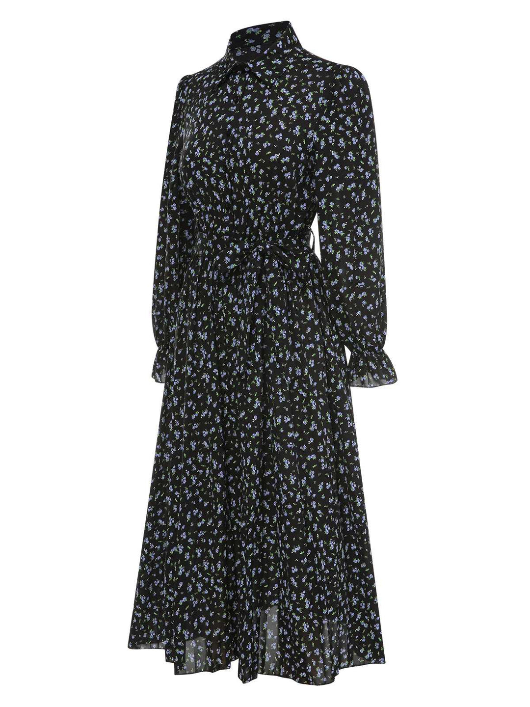 1940s Ditsy Floral Pleated Shirt Belted Dress, vintage dress, retro fashion, floral print - perfect for women who love vintage and retro fashion