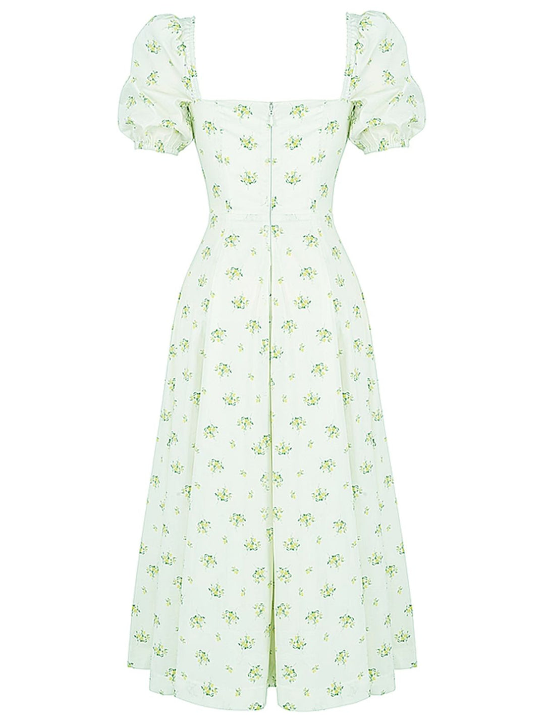 1940s Ditsy Floral Square Neck Slit Dress, vintage dress, retro fashion, floral print - perfect for women who love vintage and retro fashion