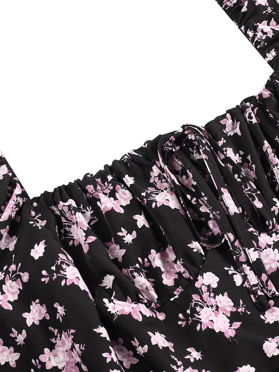 1940s Drawstring Slit Square Neck Floral Dress, vintage dress, retro fashion, floral print - perfect for women who love vintage and retro fashion