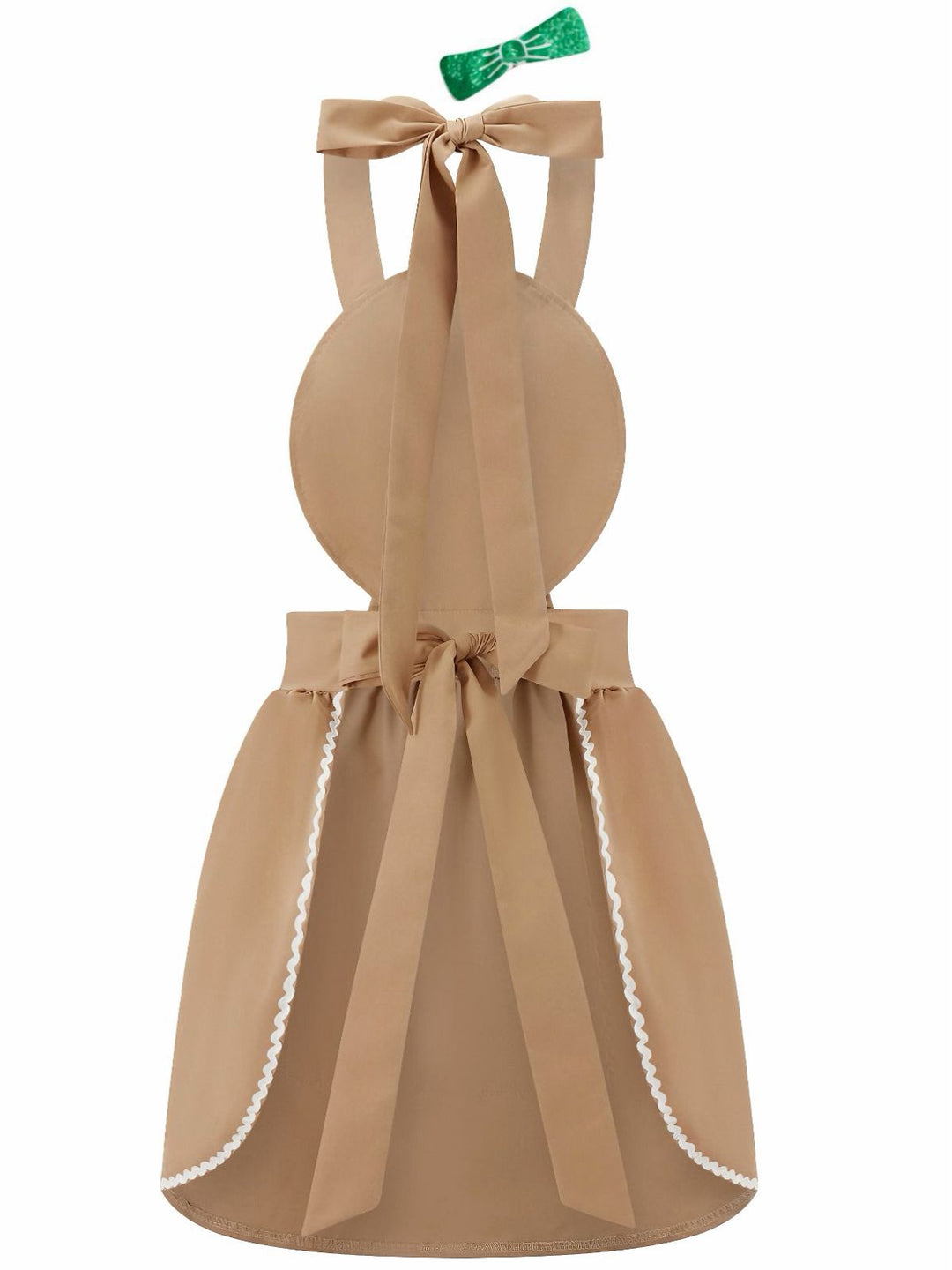 Brown 1940s Gingerbread Cookie Lollipop Bow Apron Dress - vintage dress, retro fashion