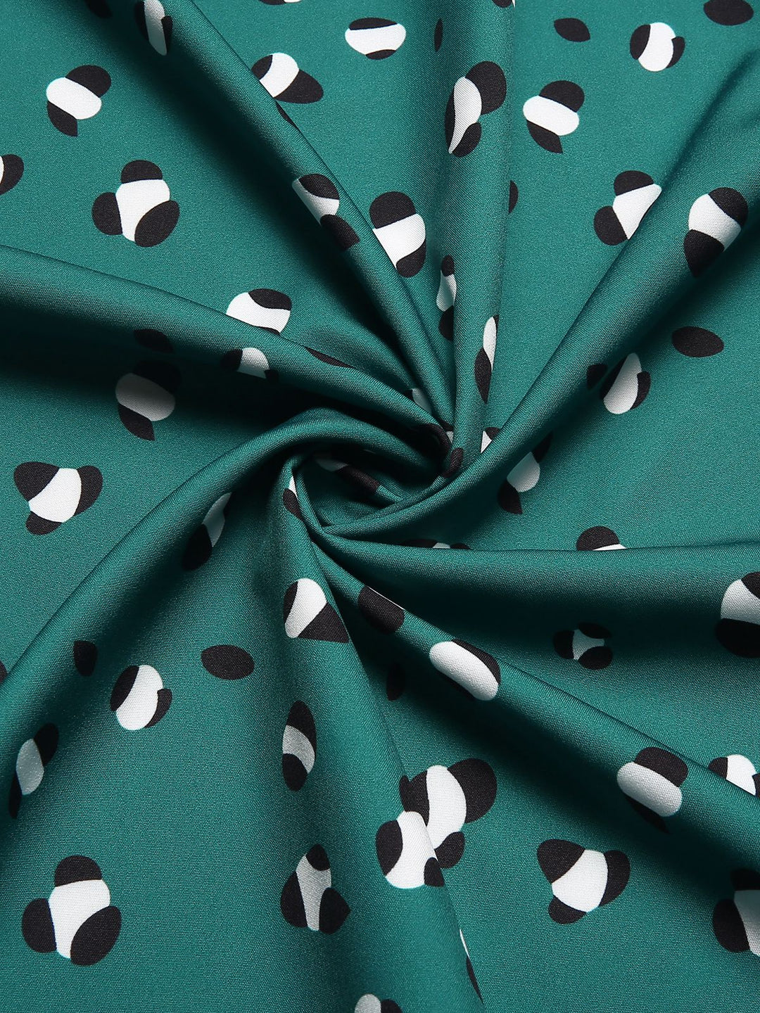 Dark Green 1940s Ruffled Neck Long Sleeve Belted Dress - vintage dress, retro fashion