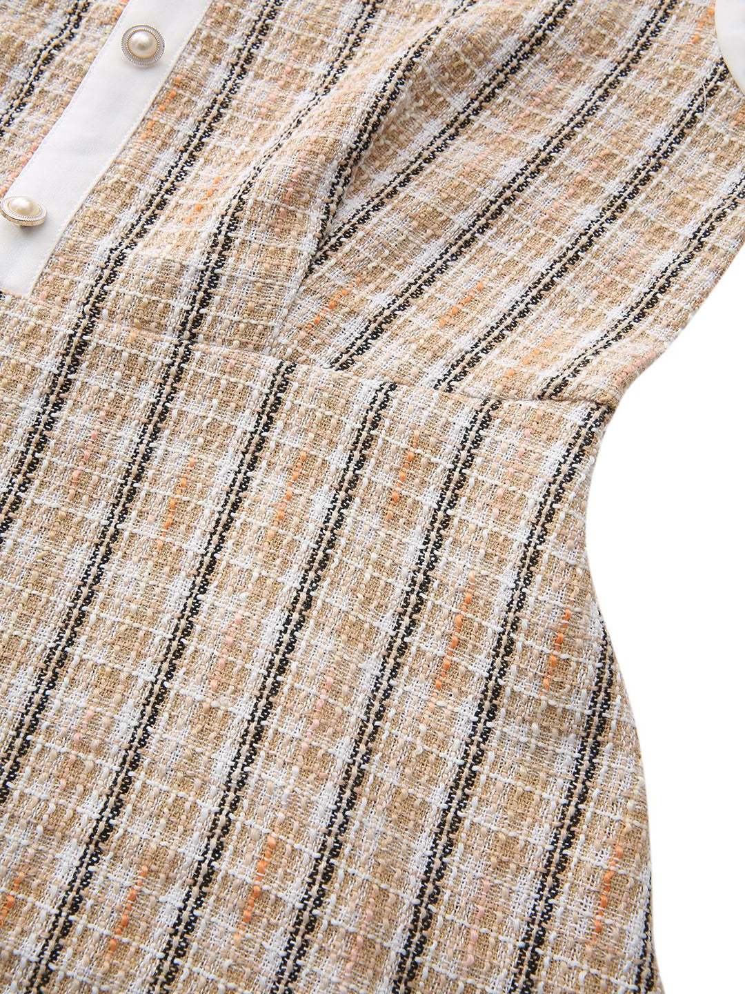 Khaki 1940s Vintage Style Patchwork Long Sleeve Dress - vintage dress, retro fashion