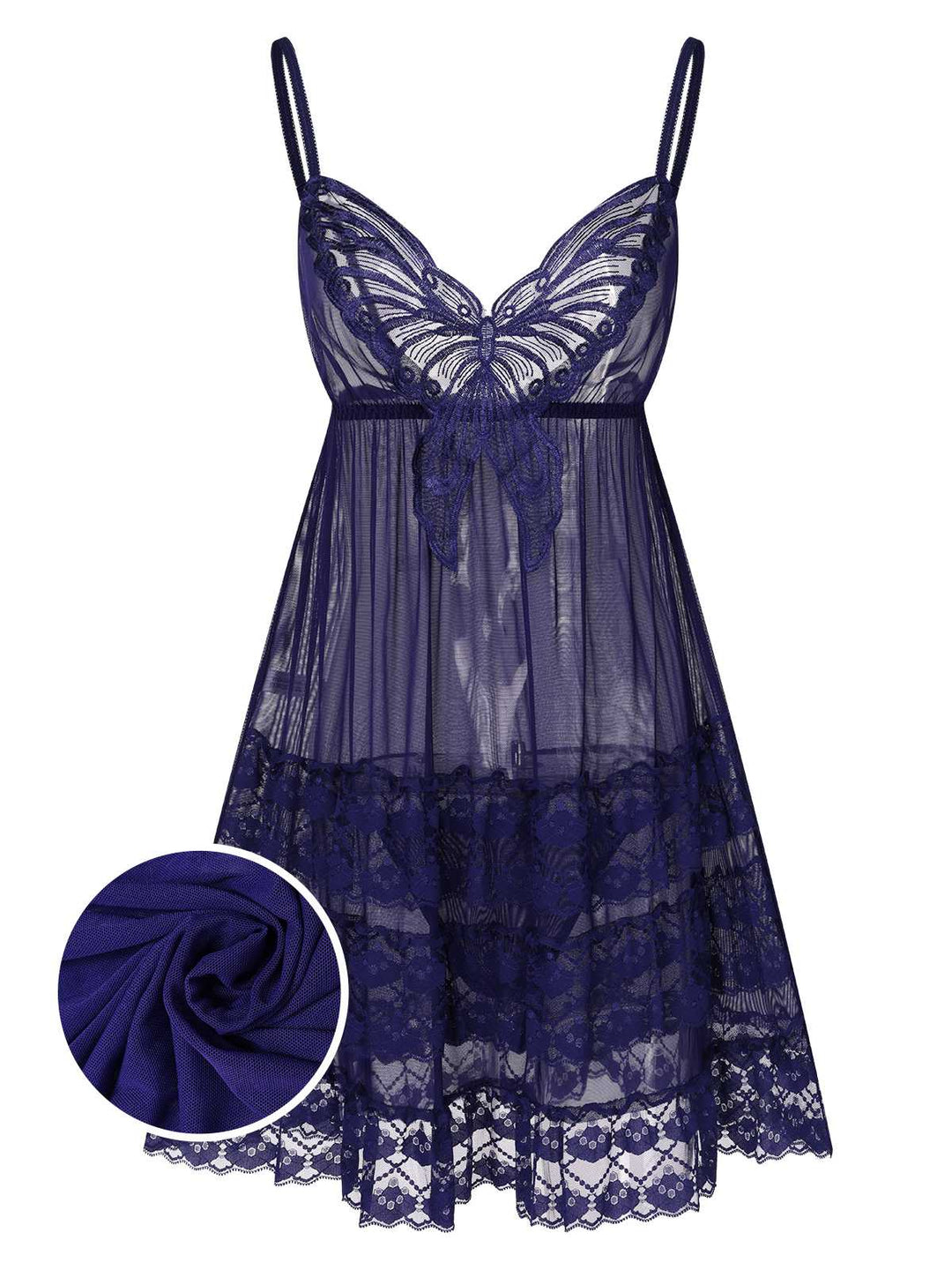 She slips into this Embroidered Lace Butterf
