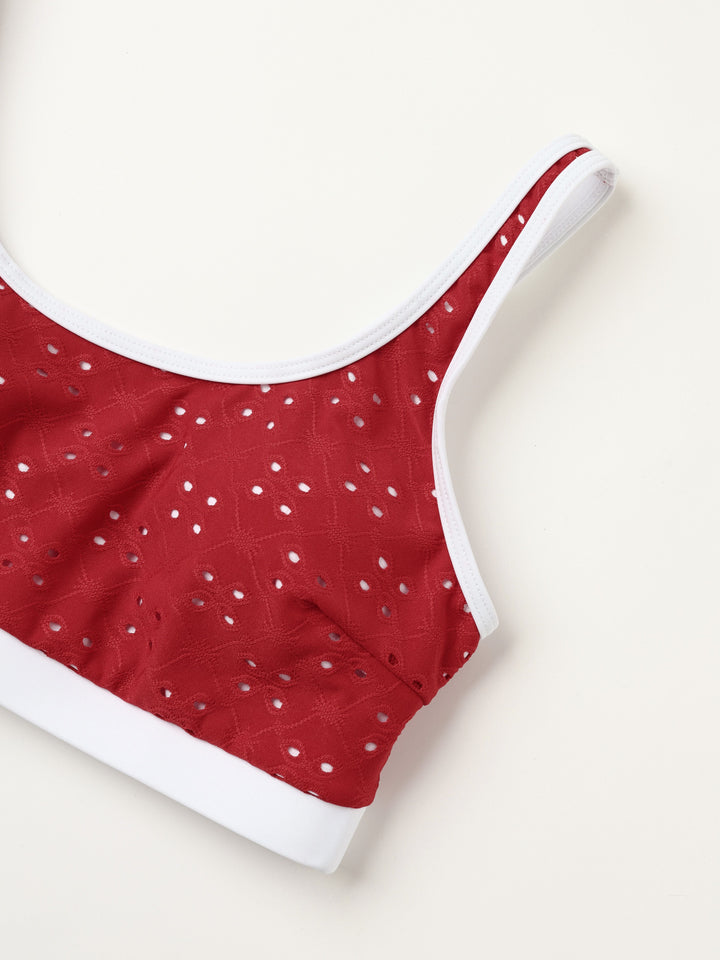 1940s Eyelet High Waisted Color Block Tankini Set, vintage fashion, retro style - perfect for women who love vintage and retro fashion