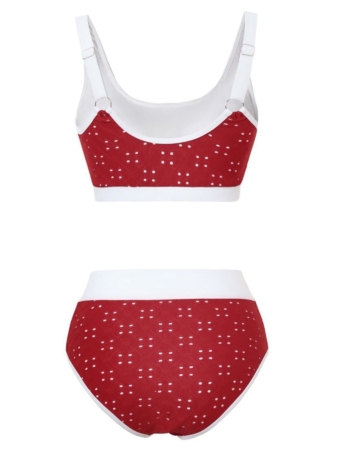 1940s Eyelet High Waisted Color Block Tankini Set, vintage fashion, retro style - perfect for women who love vintage and retro fashion