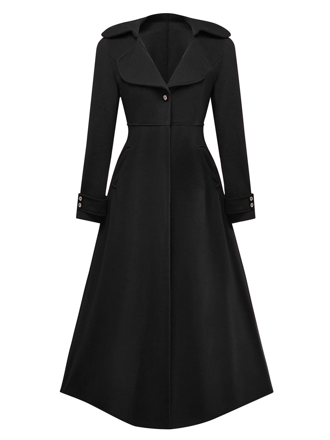 1940s Faux-Wool Notched Collar Long Coat - vintage fashion, style