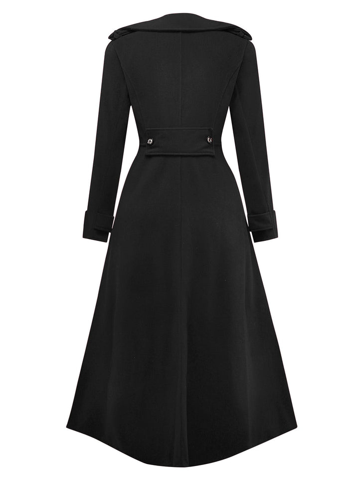 1940s Faux-Wool Notched Collar Long Coat - vintage fashion, style
