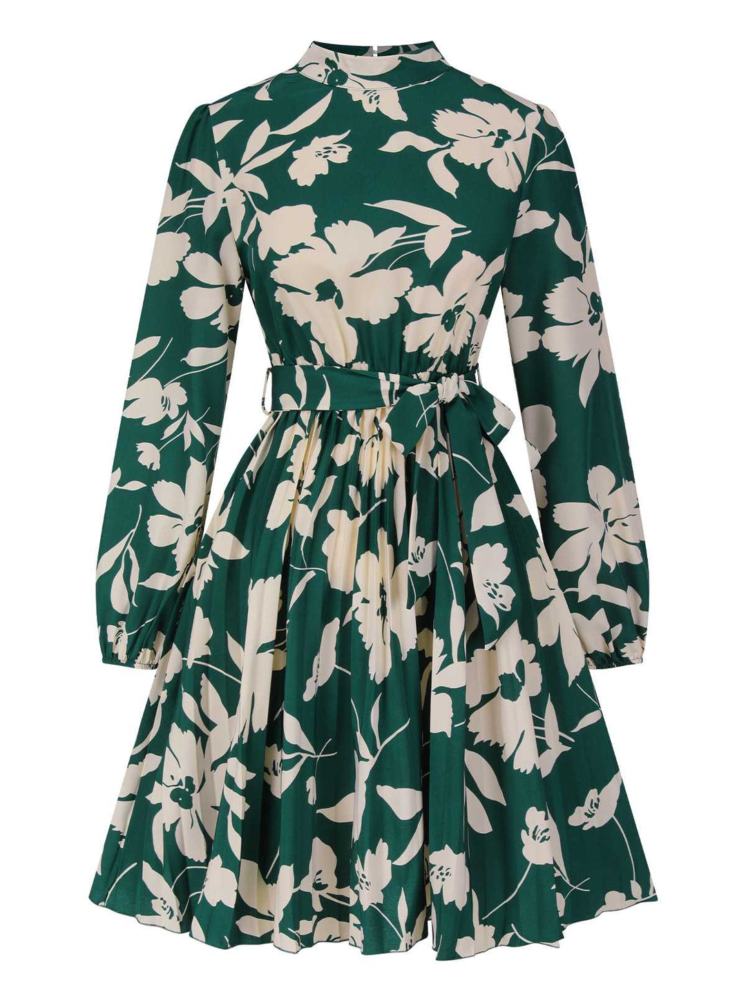 1940s Floral Belted Pleated Dress: where 1940s romance meets her modern spirit