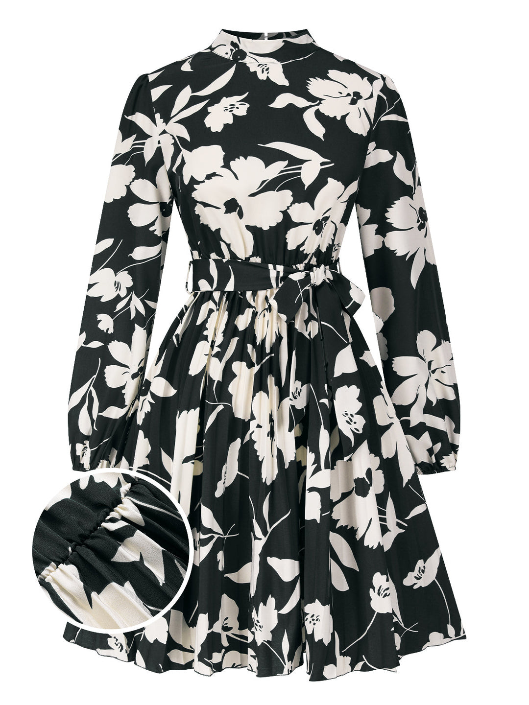 1940s Floral Belted Pleated Dress | 1940s | vintage dress, retro fashion