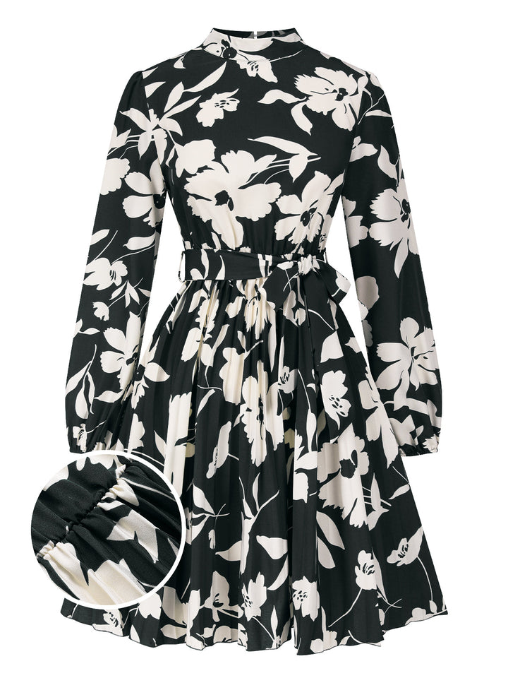 1940s Floral Belted Pleated Dress | 1940s | vintage dress, retro fashion