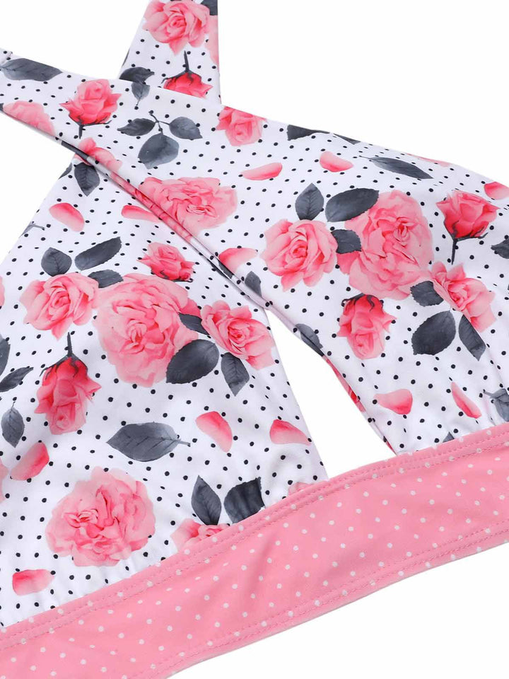 1940s Floral Cross Halter Swimsuit | 1940s | vintage swimsuit, retro beachwear