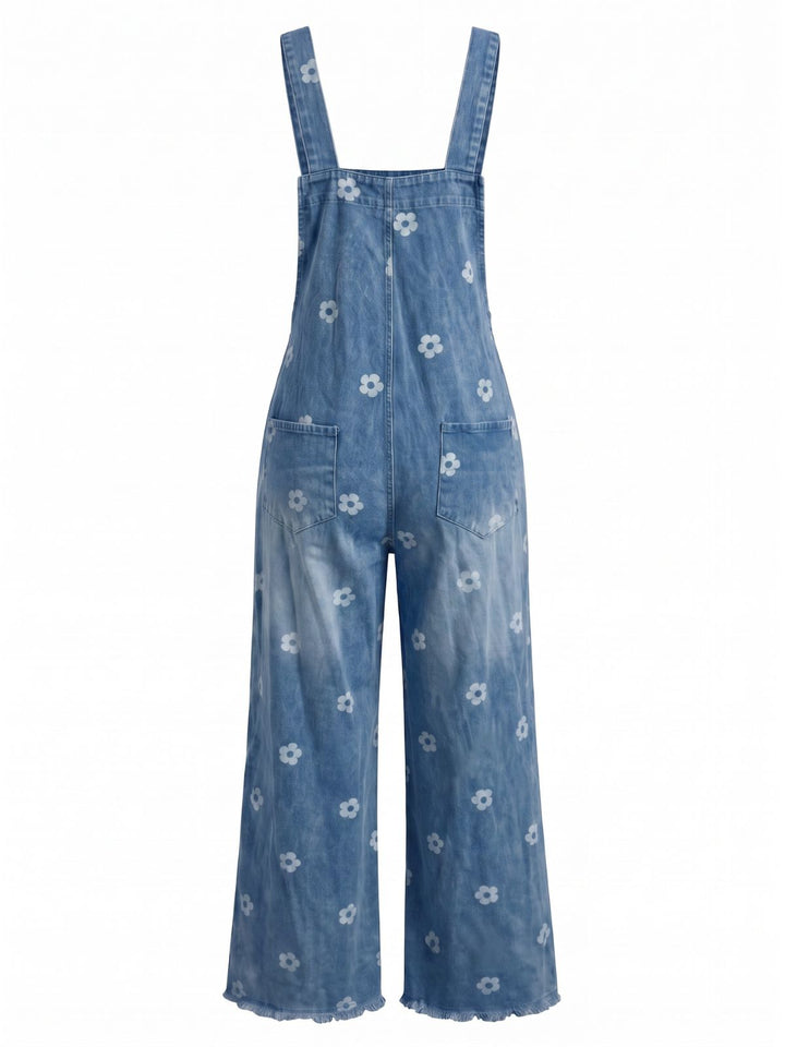 1940s Floral Denim Patchwork Classic Jumpsuit 2