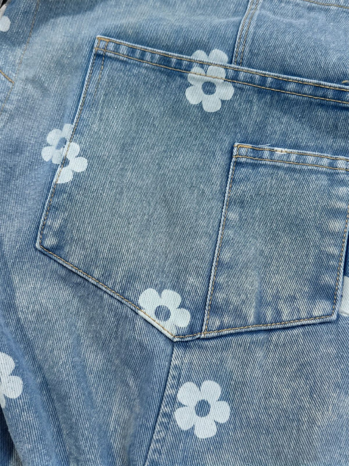1940s Floral Denim Patchwork Classic Jumpsuit 3