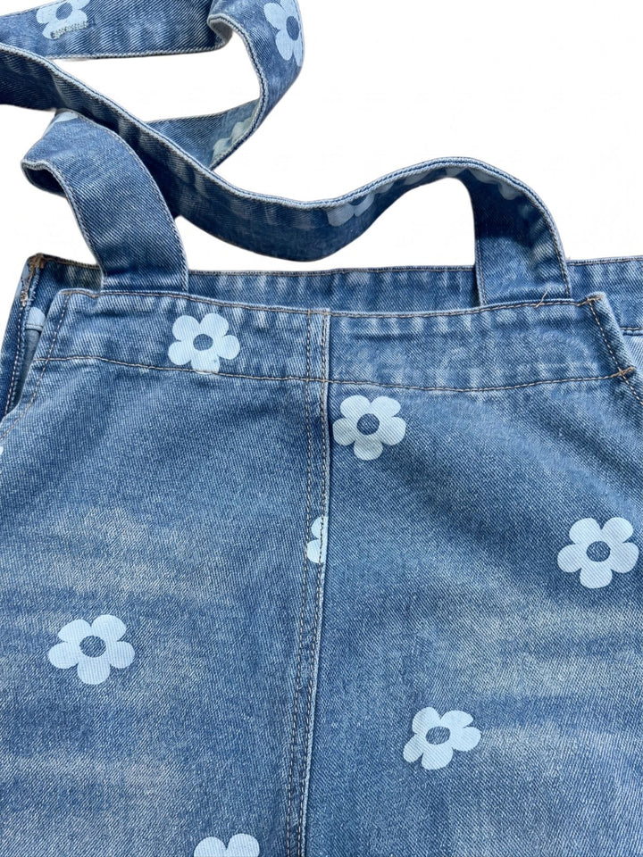 1940s Floral Denim Patchwork Classic Jumpsuit 4