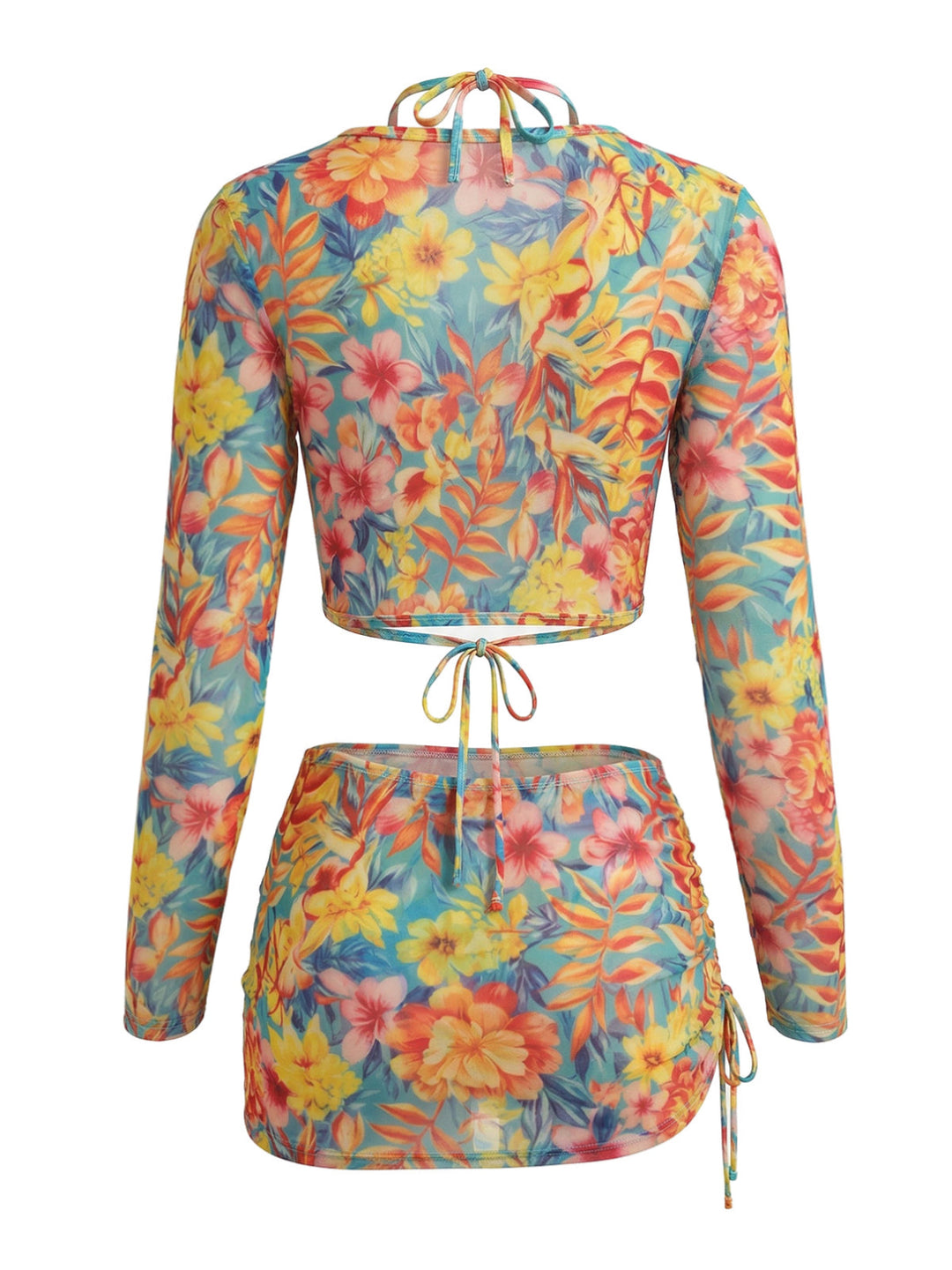 Floral Print Bikini Set 4PCS, vintage swimsuit, swimwear - perfect for women who love vintage and retro fashion