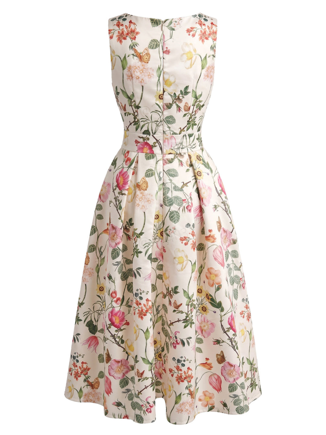 1940s Floral Print Sleeveless A-Line Dress 2